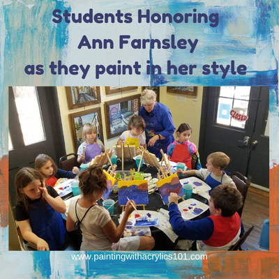Students honoring artwork of Ann Farnsley